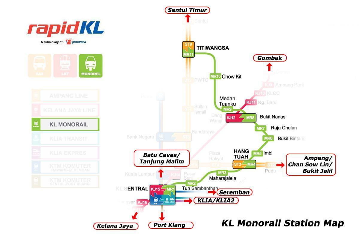 kl sentral monorail station خريطة