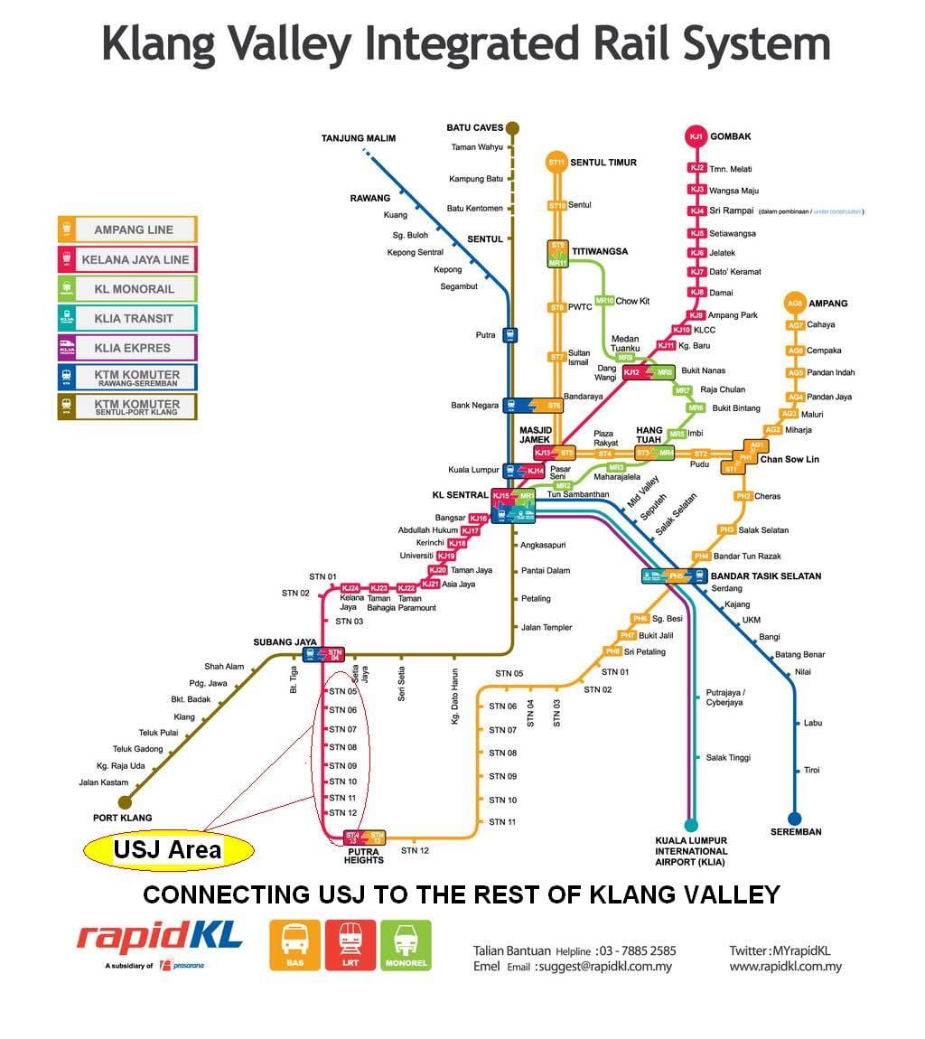 subang jaya lrt خريطة الطريق ، 